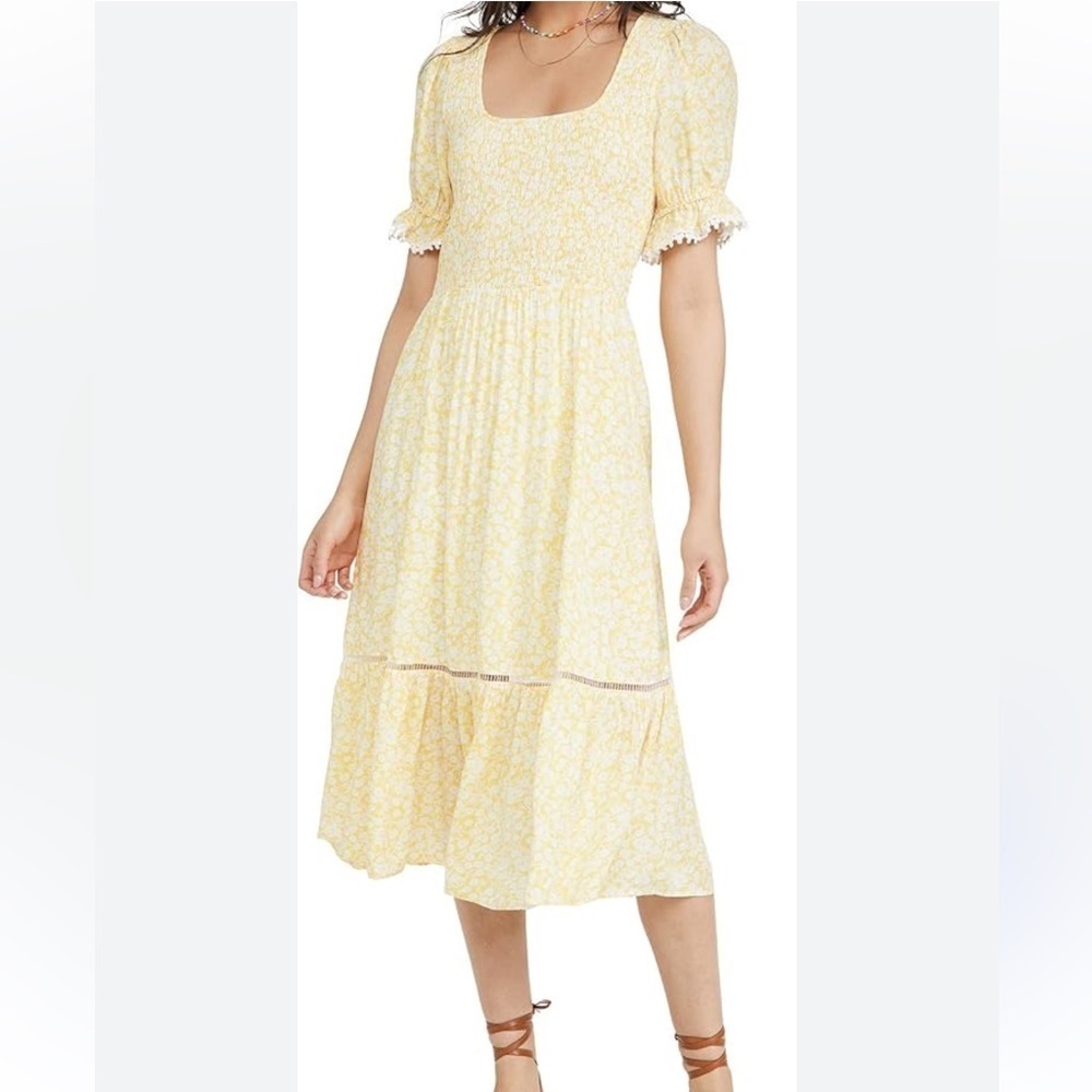 NWT Lost + Wander Sweet Summer Daze Midi Dress Yellow Floral XSMALL
